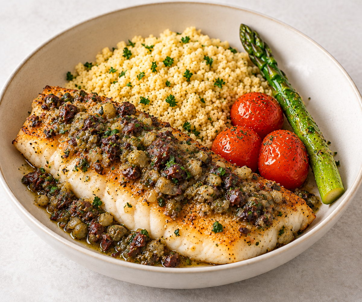 Mediterranean Barramundi - Couscous, Cherry Tomato & Asparagus