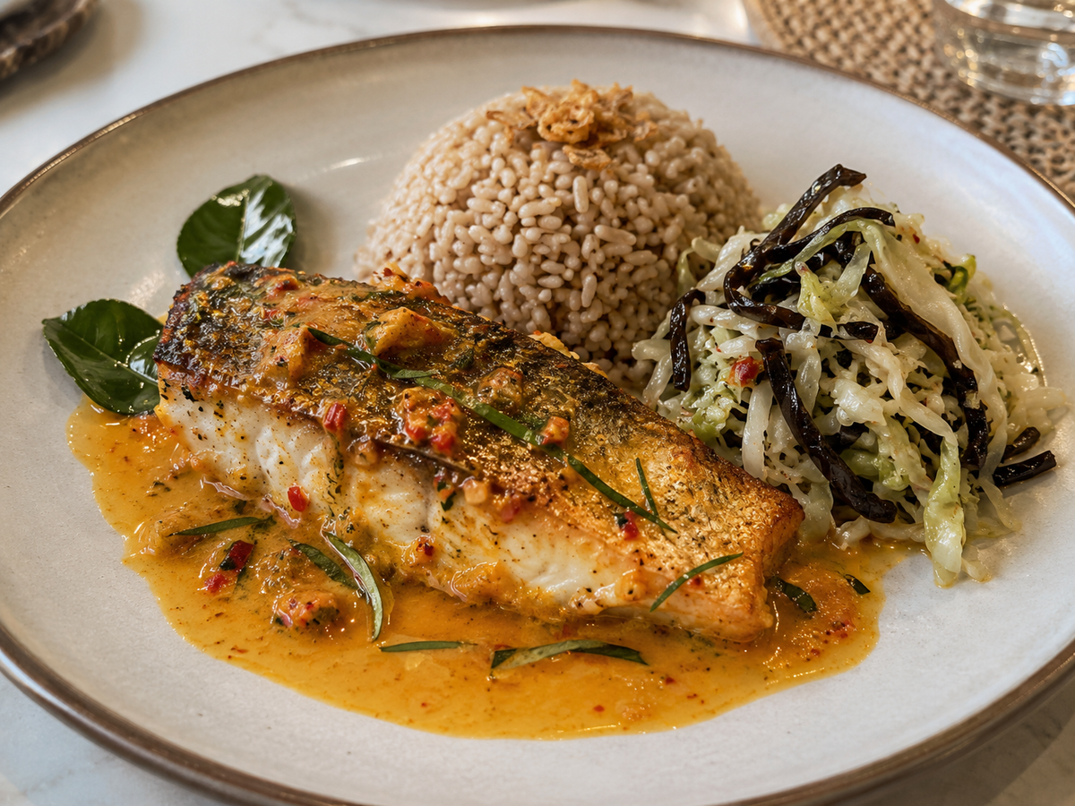 Nyonya Barramundi - Brown Rice, Cabbage & Black Fungus