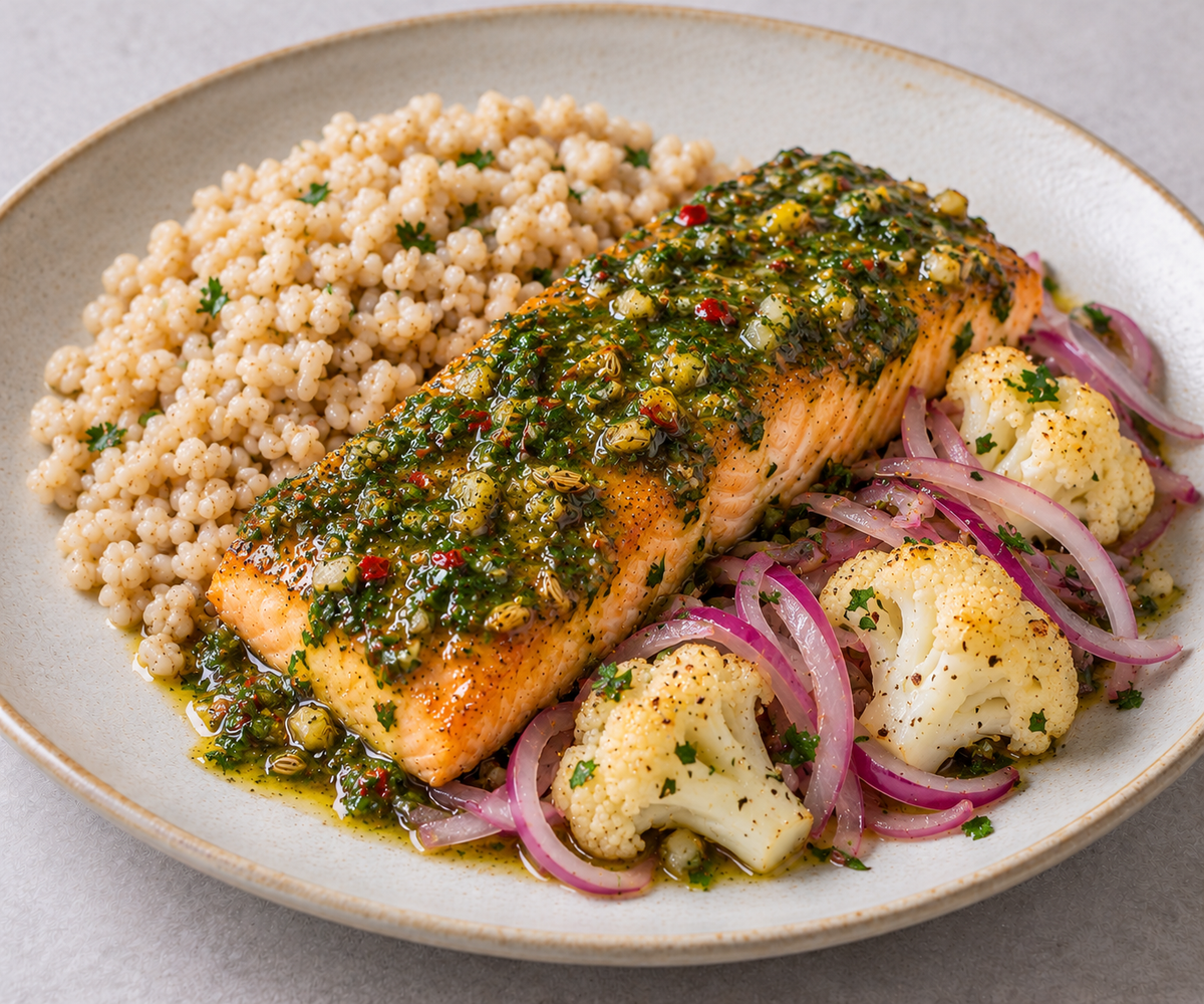 Fennel Orange Salmon - Pearl Barley, Cauliflower & Red Onion