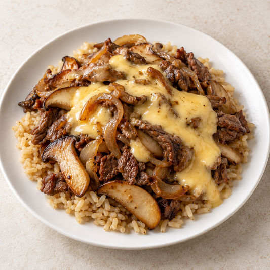 Philly Cheesesteak Bowl plated meal