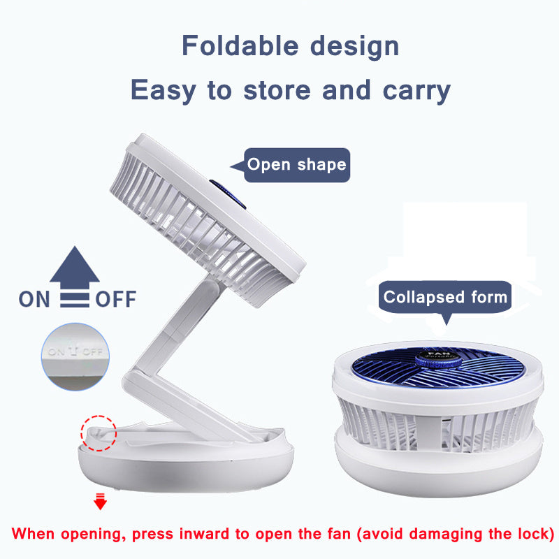 FanFusion - Wireless Rotating Foldable Table/Wall/Ceiling Fan+Light