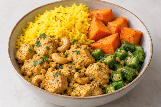 Cashew Korma Chicken - Saffron Rice, Sweet Potato & Lady's Finger