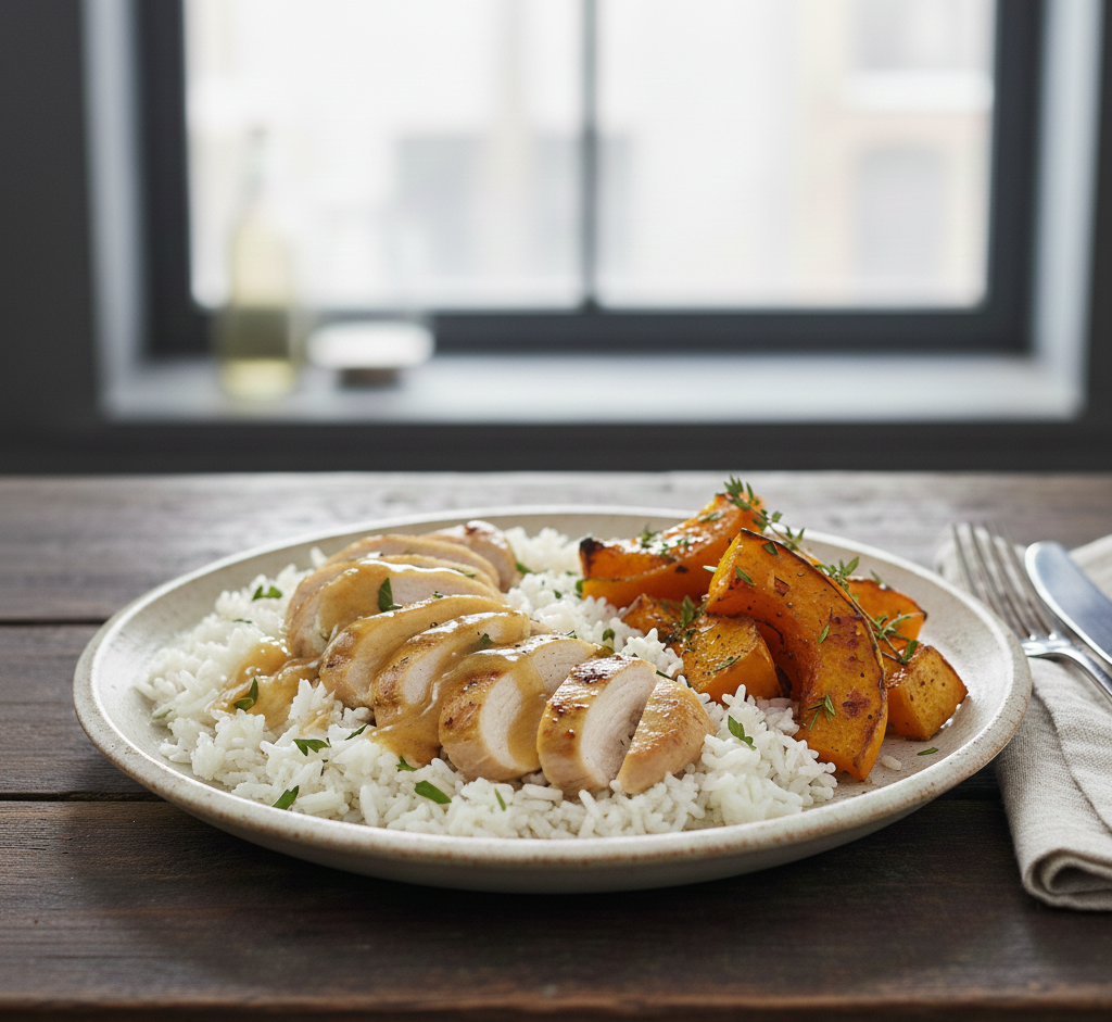 Lemongrass Chicken - Fluffy Rice & Pumpkin