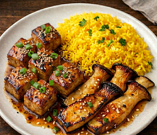 Miso Ginger Chicken - Turmeric Rice & King Oyster Mushrooms