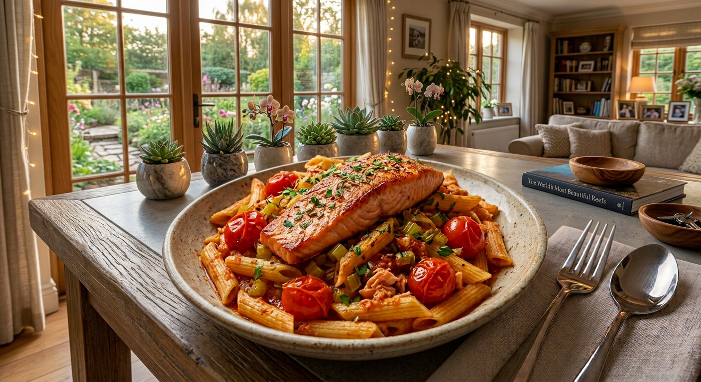 Italian Salmon Penne - Celery & Cherry Tomato