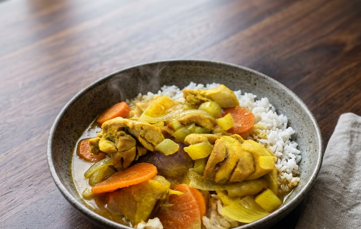 Japanese Curry Chicken - Brown Rice & Potatoes, Onions, Carrots