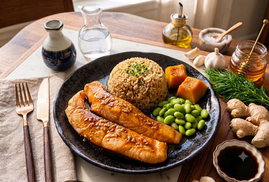 Teriyaki Salmon Belly - Brown Rice & Edamame Pumpkin