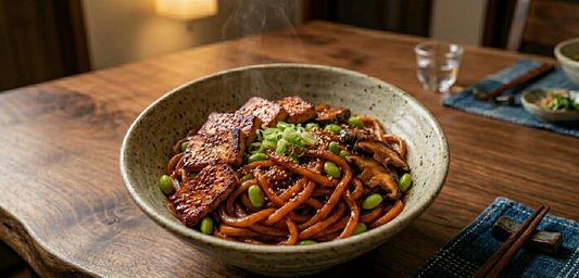 Gochujang Tofu Udon - Edamame & Shiitake Mushrooms