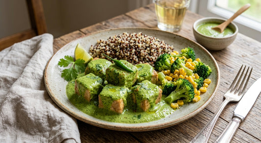 Aji Verde Chicken - Tricolour Quinoa & Broccoli Corn