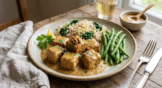 Georgian Satsivi Chicken - Pearl Barley & Spinach Long Beans