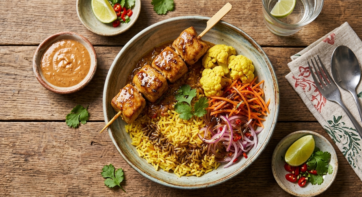 Satay Chicken - Turmeric Rice & Achar Vegetables