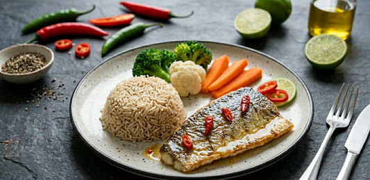 Chilli Lime Barramundi - Brown Rice & Rainbow Veggies