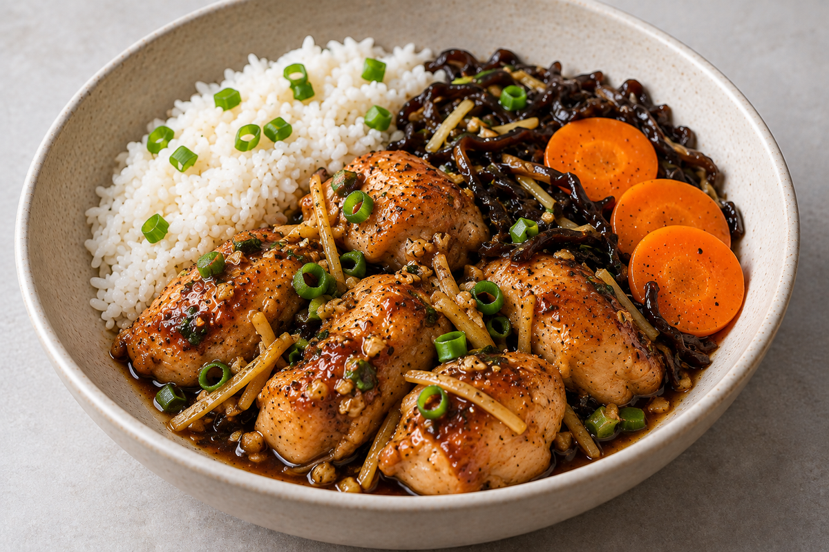 Black Vinegar Ginger Chicken - Jasmine Rice, Black Fungus & Carrot