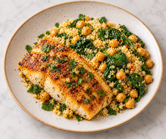 Middle Eastern Barramundi - Couscous, Chickpeas & Spinach