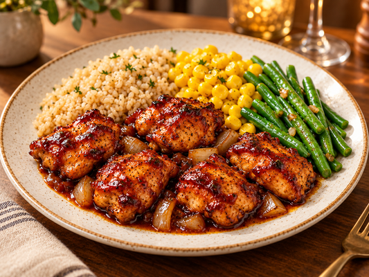 Smoky BBQ Chicken - Brown Rice, Sweetcorn & Long Beans