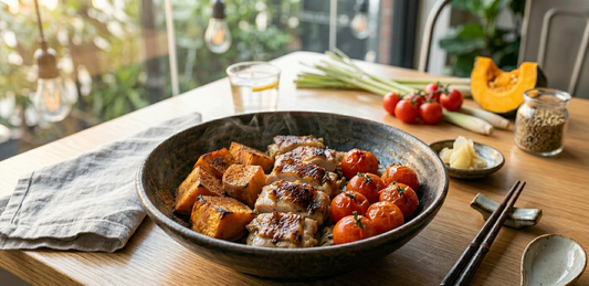 Lemongrass Chicken - Cinnamon Sweet Potatoes & Coriander Cherry Tomatoes