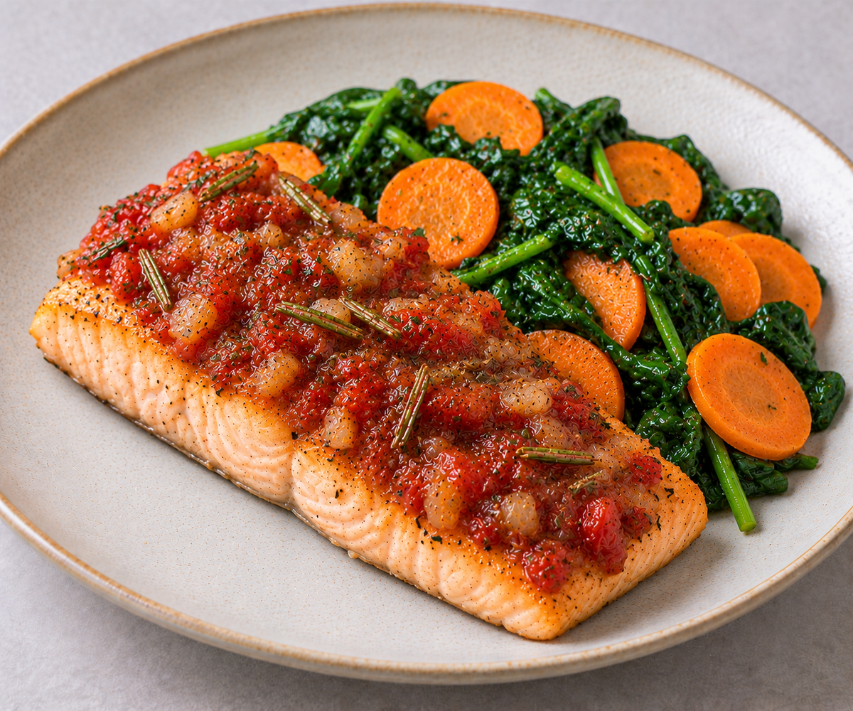 (Low Carb) Rosemary Salmon - Spinach & Carrot